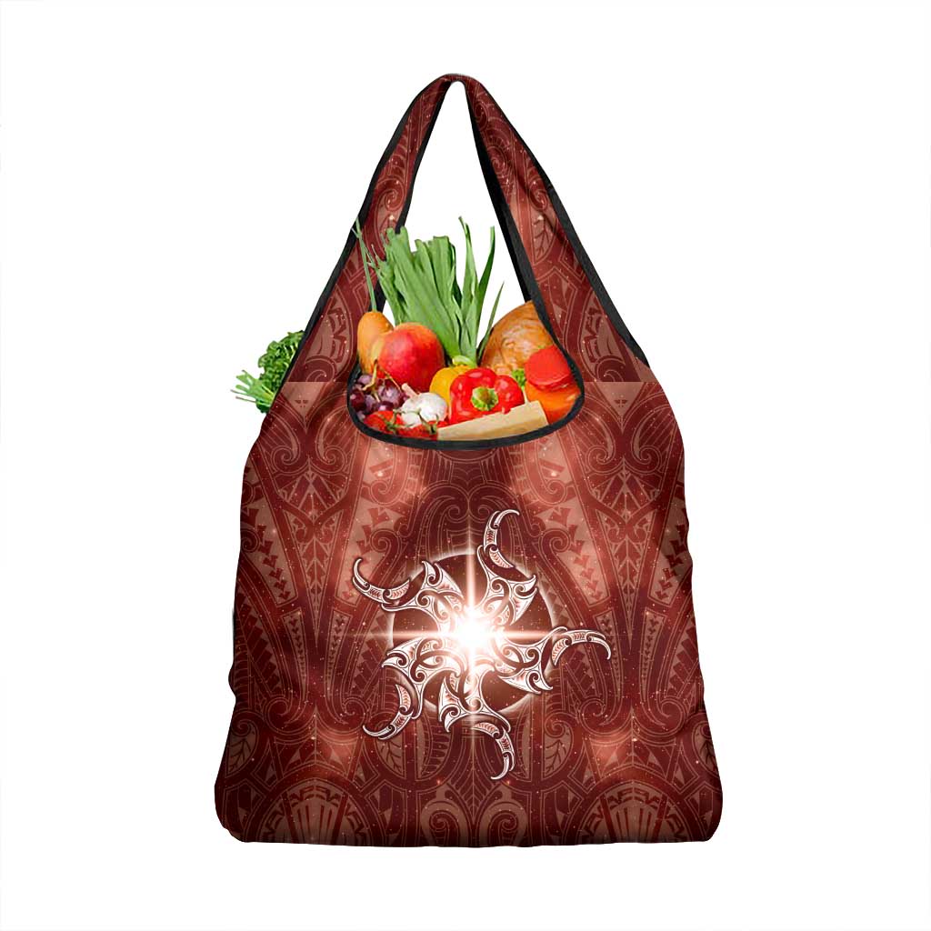 New Zealand Matariki Pohutukawa Grocery Bag Maori Moko Red Galaxy LT05 1-pack One Size Red - Polynesian Pride