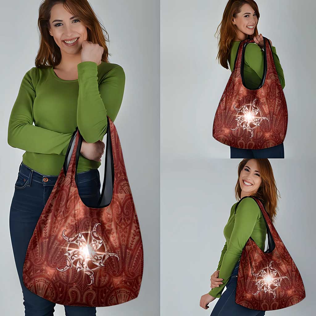 New Zealand Matariki Pohutukawa Grocery Bag Maori Moko Red Galaxy LT05 - Polynesian Pride