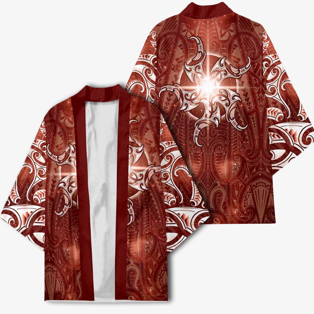 New Zealand Matariki Pohutukawa Kimono Maori Moko Red Galaxy LT05 - Polynesian Pride