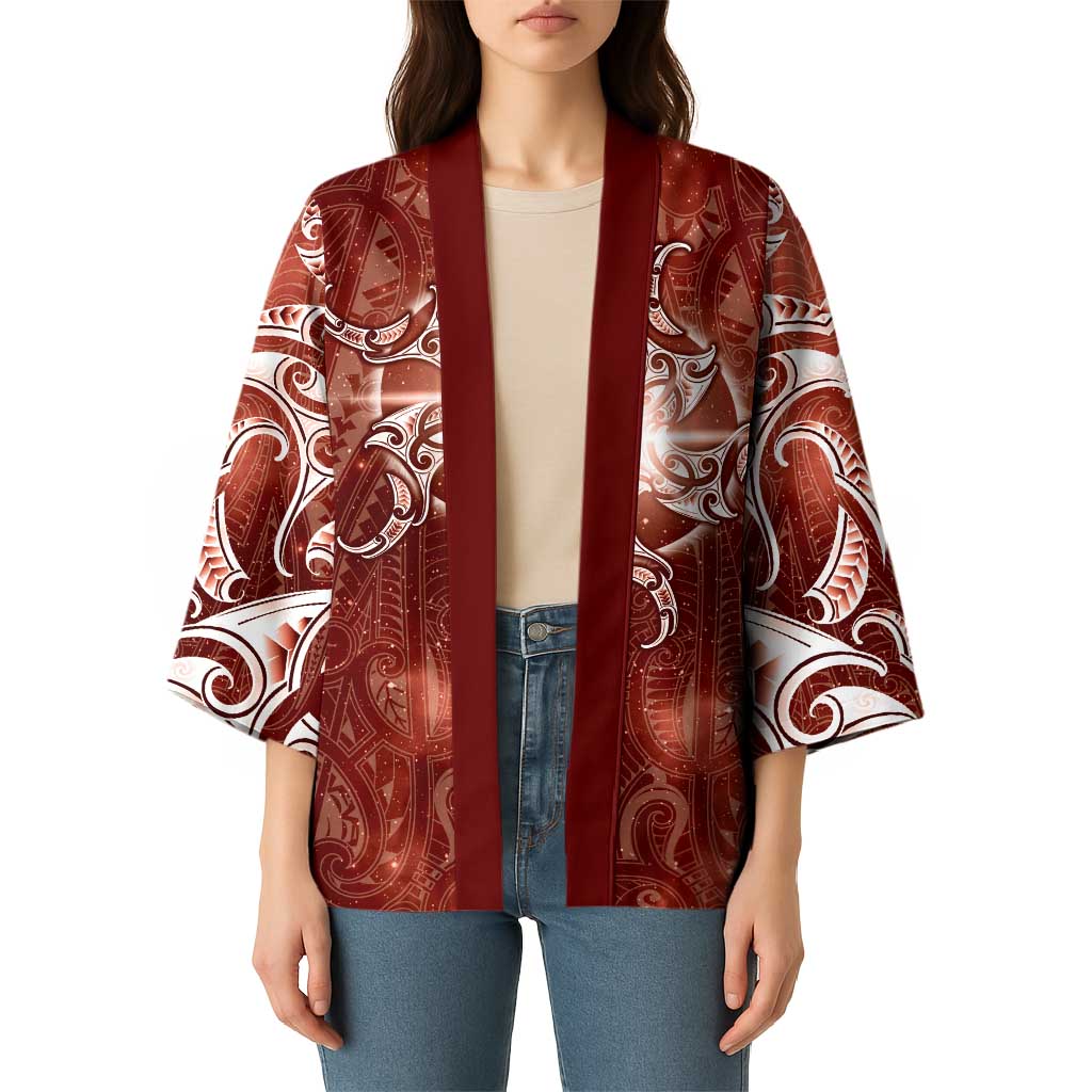New Zealand Matariki Pohutukawa Kimono Maori Moko Red Galaxy LT05 - Polynesian Pride