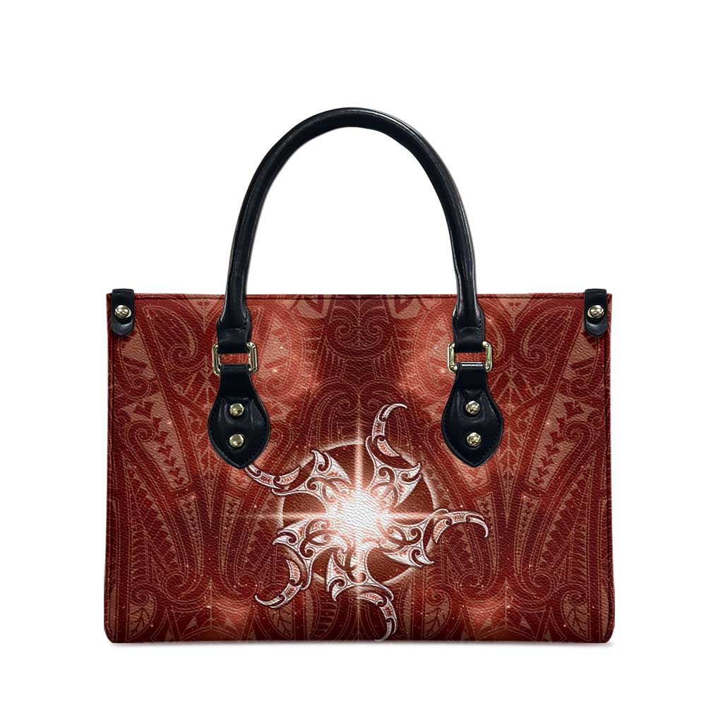 New Zealand Matariki Pohutukawa Leather Bag Maori Moko Red Galaxy LT05 - Polynesian Pride