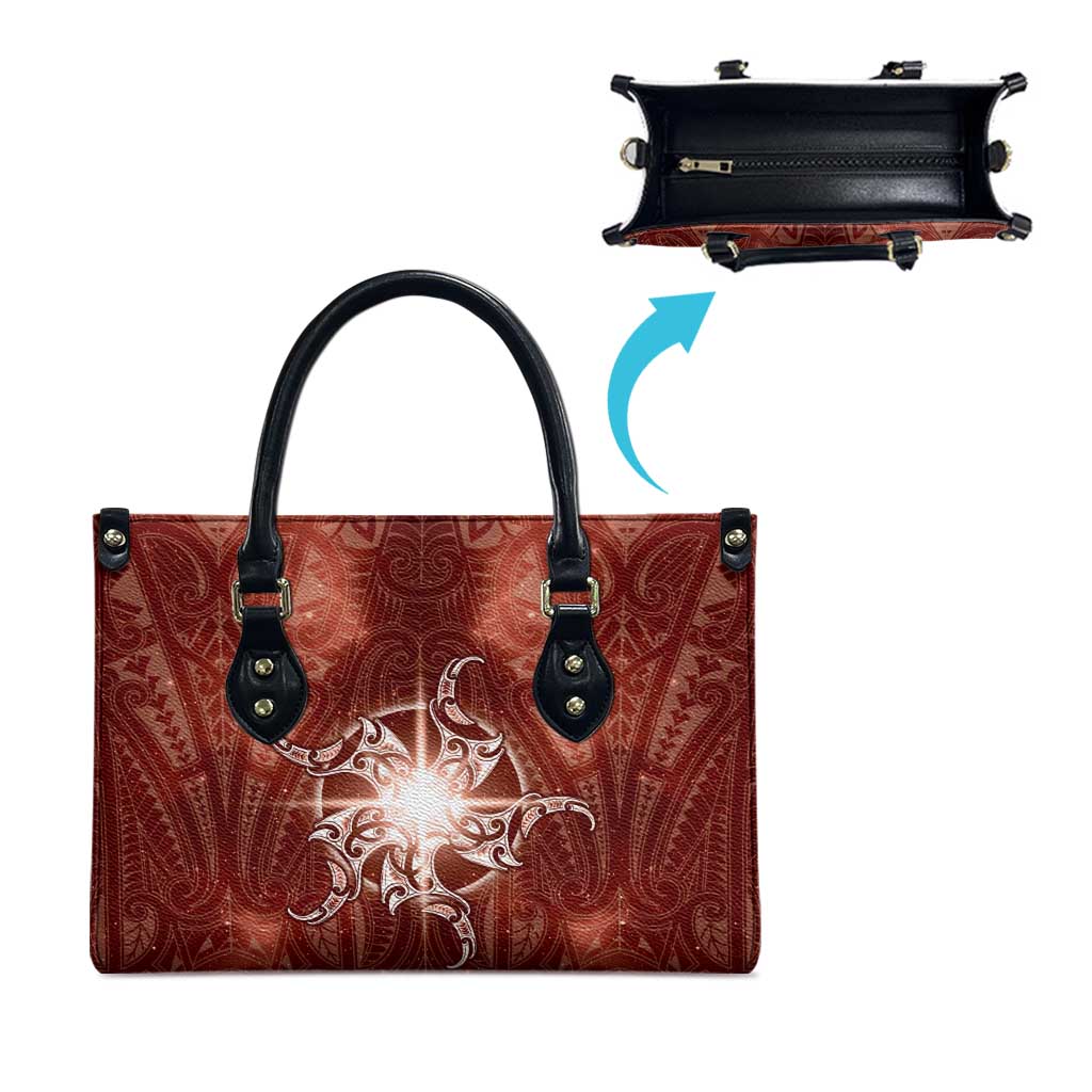 New Zealand Matariki Pohutukawa Leather Bag Maori Moko Red Galaxy LT05 - Polynesian Pride