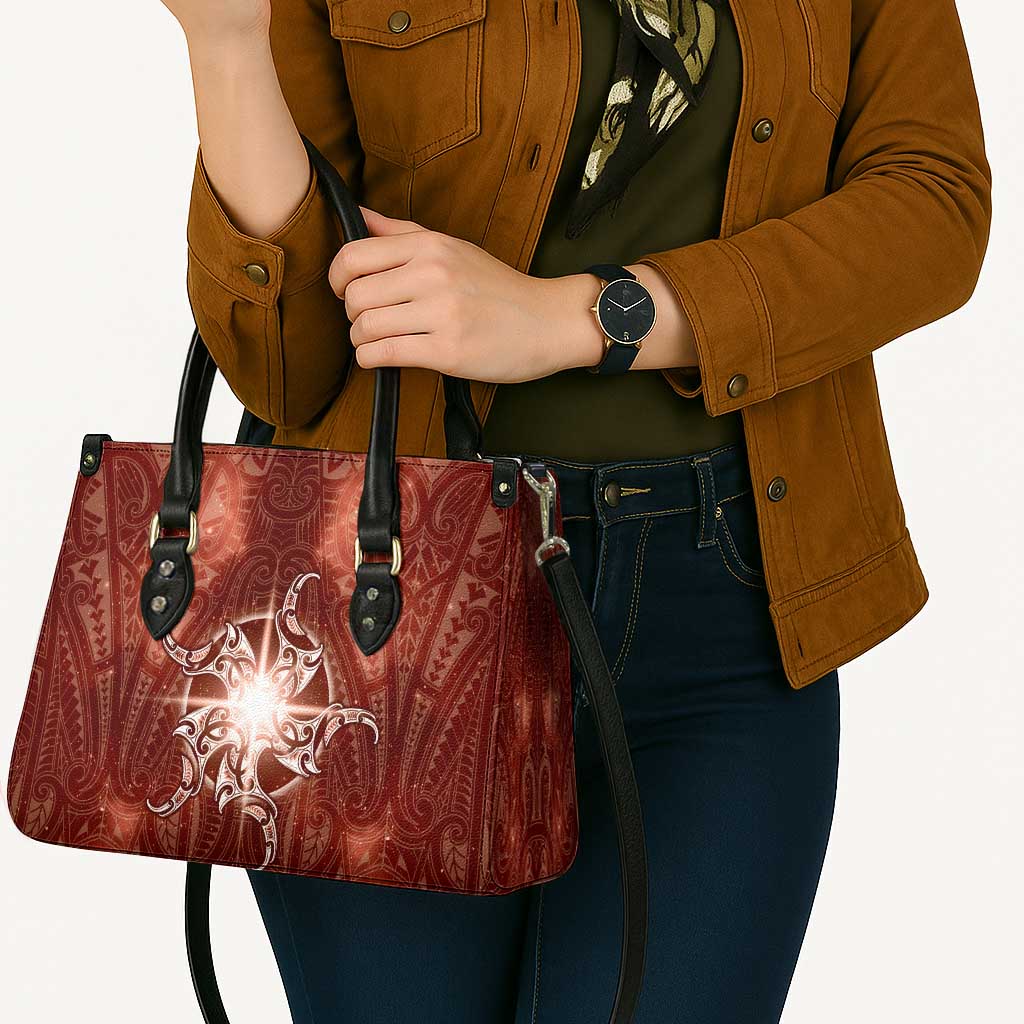 New Zealand Matariki Pohutukawa Leather Bag Maori Moko Red Galaxy LT05 - Polynesian Pride