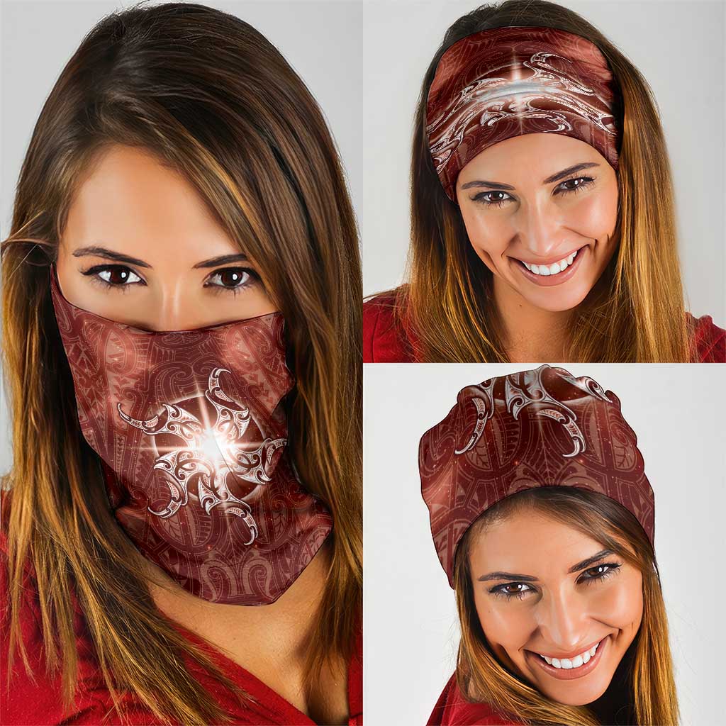 New Zealand Matariki Pohutukawa Neck Gaiter Maori Moko Red Galaxy LT05 - Polynesian Pride