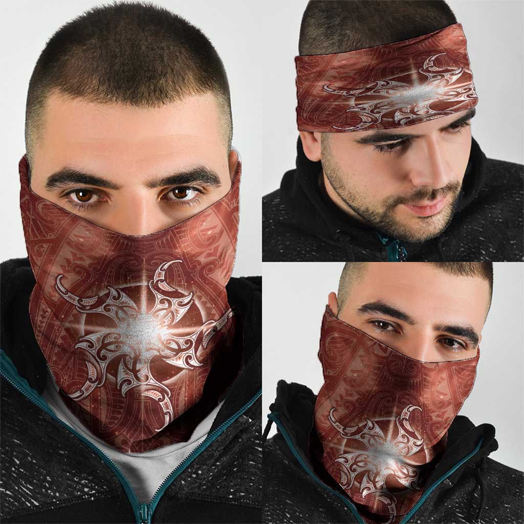 New Zealand Matariki Pohutukawa Neck Gaiter Maori Moko Red Galaxy LT05 - Polynesian Pride