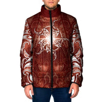 New Zealand Matariki Pohutukawa Padded Jacket Maori Moko Red Galaxy LT05 Men Red - Polynesian Pride