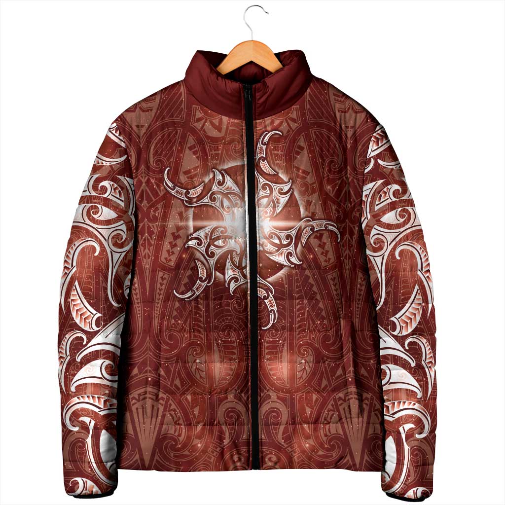 New Zealand Matariki Pohutukawa Padded Jacket Maori Moko Red Galaxy LT05 - Polynesian Pride