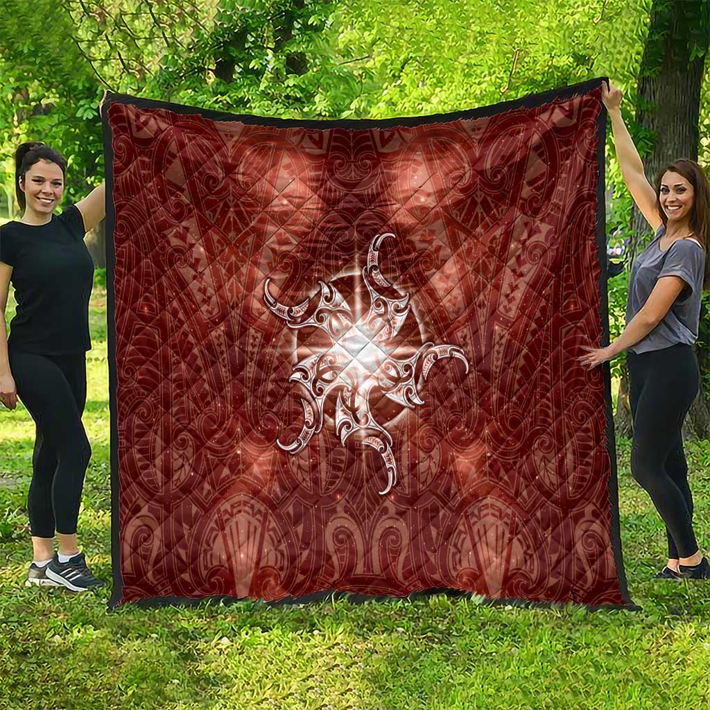 New Zealand Matariki Pohutukawa Quilt Maori Moko Red Galaxy LT05 - Polynesian Pride