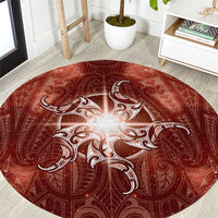 New Zealand Matariki Pohutukawa Round Carpet Maori Moko Red Galaxy LT05 Red - Polynesian Pride