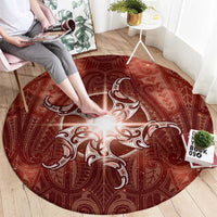 New Zealand Matariki Pohutukawa Round Carpet Maori Moko Red Galaxy LT05 - Polynesian Pride