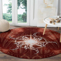 New Zealand Matariki Pohutukawa Round Carpet Maori Moko Red Galaxy LT05 - Polynesian Pride