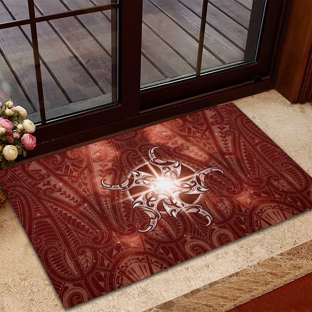 New Zealand Matariki Pohutukawa Rubber Doormat Maori Moko Red Galaxy LT05 - Polynesian Pride