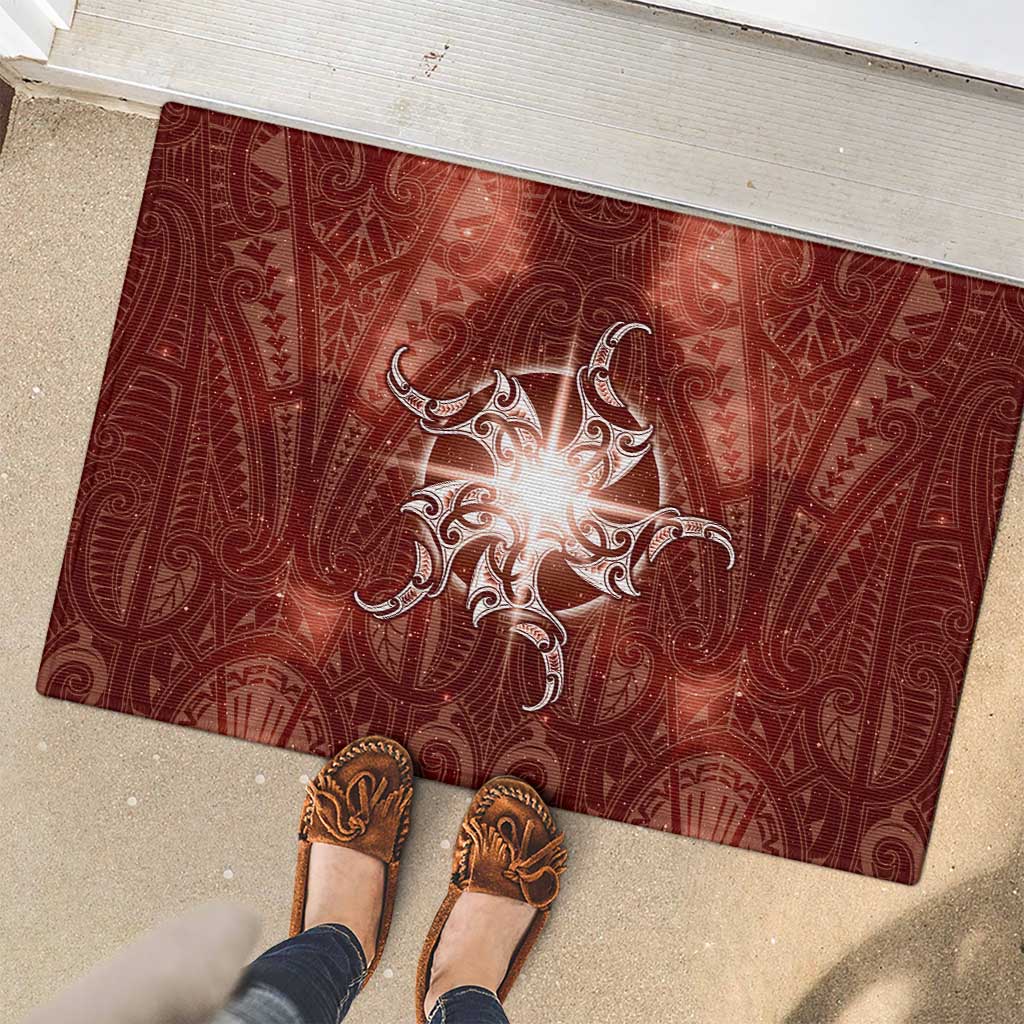 New Zealand Matariki Pohutukawa Rubber Doormat Maori Moko Red Galaxy LT05 - Polynesian Pride