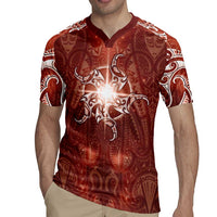 New Zealand Matariki Pohutukawa Rugby Jersey Maori Moko Red Galaxy LT05 - Polynesian Pride