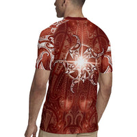 New Zealand Matariki Pohutukawa Rugby Jersey Maori Moko Red Galaxy LT05 - Polynesian Pride