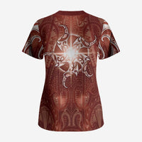 New Zealand Matariki Pohutukawa Scrub Top Maori Moko Red Galaxy LT05 - Polynesian Pride