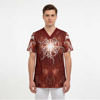 New Zealand Matariki Pohutukawa Scrub Top Maori Moko Red Galaxy LT05 - Polynesian Pride