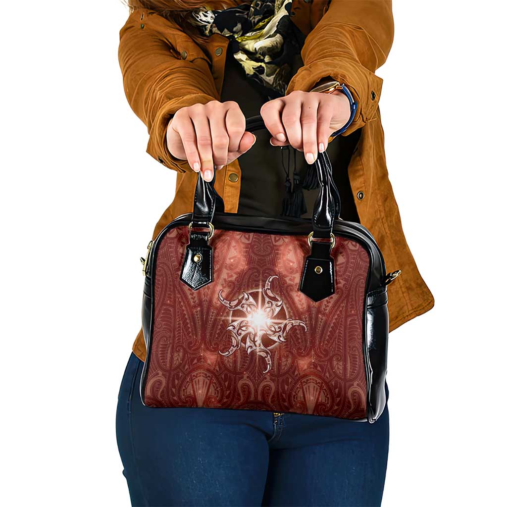 New Zealand Matariki Pohutukawa Shoulder Handbag Maori Moko Red Galaxy LT05 One Size Red - Polynesian Pride