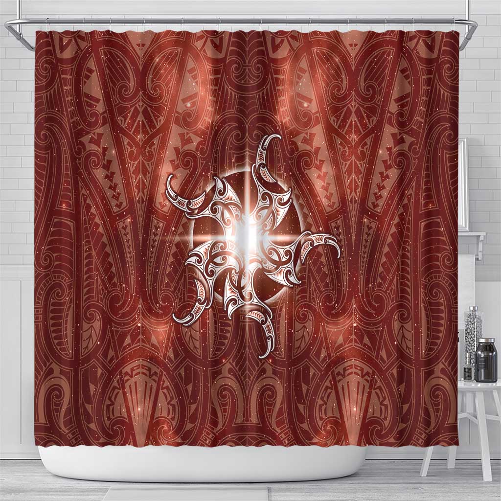 New Zealand Matariki Pohutukawa Shower Curtain Maori Moko Red Galaxy LT05 - Polynesian Pride