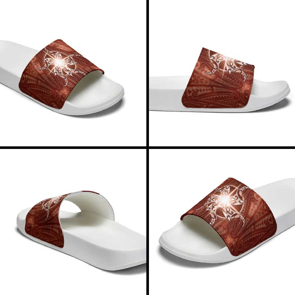 New Zealand Matariki Pohutukawa Slide Sandals Maori Moko Red Galaxy LT05 - Polynesian Pride