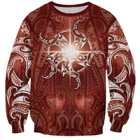 New Zealand Matariki Pohutukawa Sweatshirt Maori Moko Red Galaxy LT05 Unisex Red - Polynesian Pride