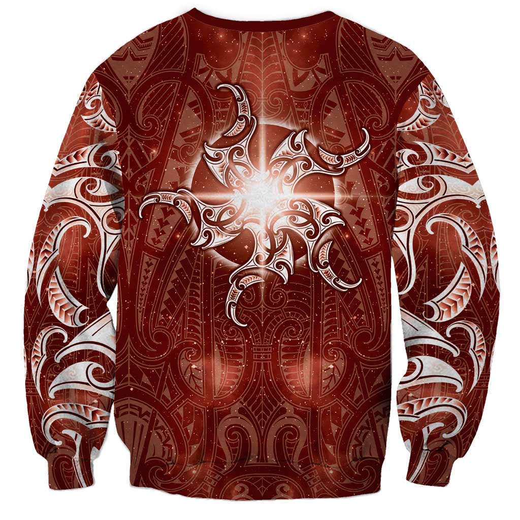 New Zealand Matariki Pohutukawa Sweatshirt Maori Moko Red Galaxy LT05 - Polynesian Pride