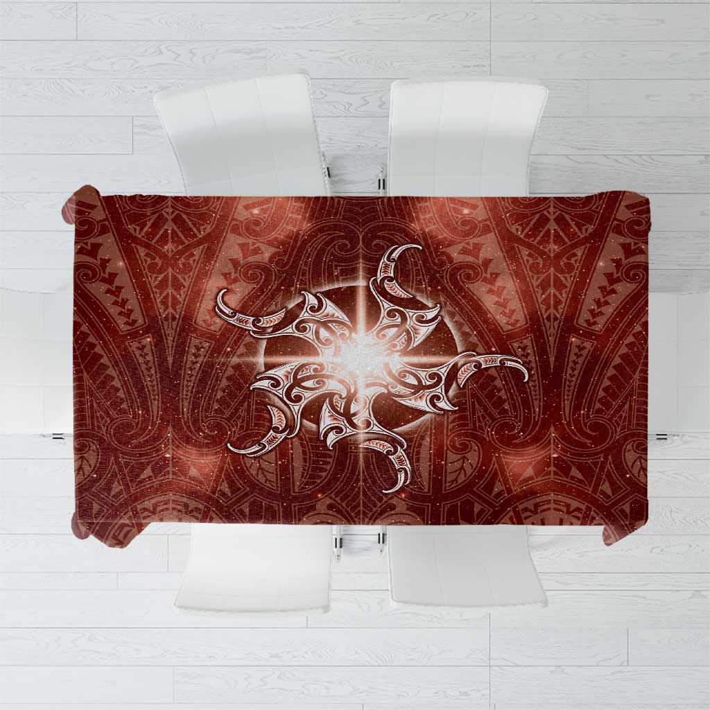 New Zealand Matariki Pohutukawa Tablecloth Maori Moko Red Galaxy LT05 Red - Polynesian Pride