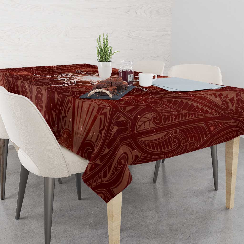 New Zealand Matariki Pohutukawa Tablecloth Maori Moko Red Galaxy LT05 - Polynesian Pride