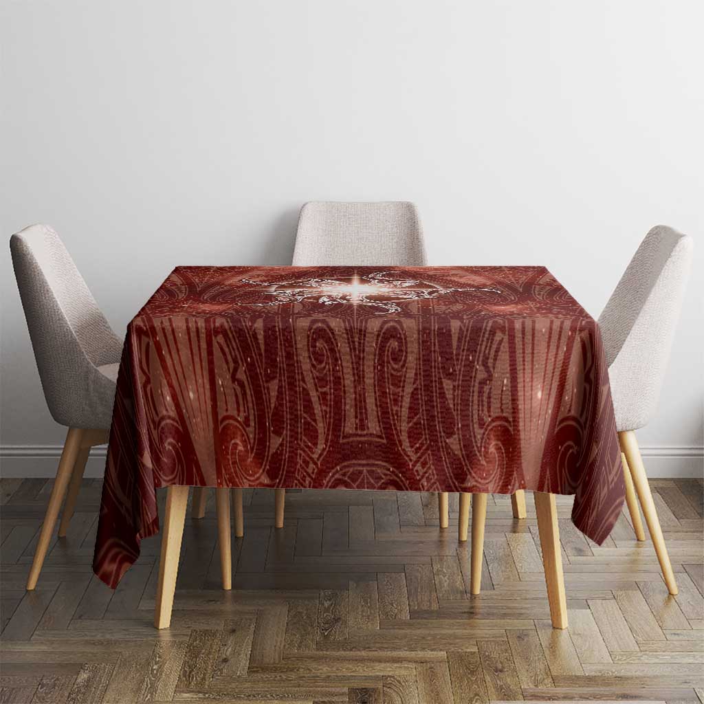 New Zealand Matariki Pohutukawa Tablecloth Maori Moko Red Galaxy LT05 - Polynesian Pride