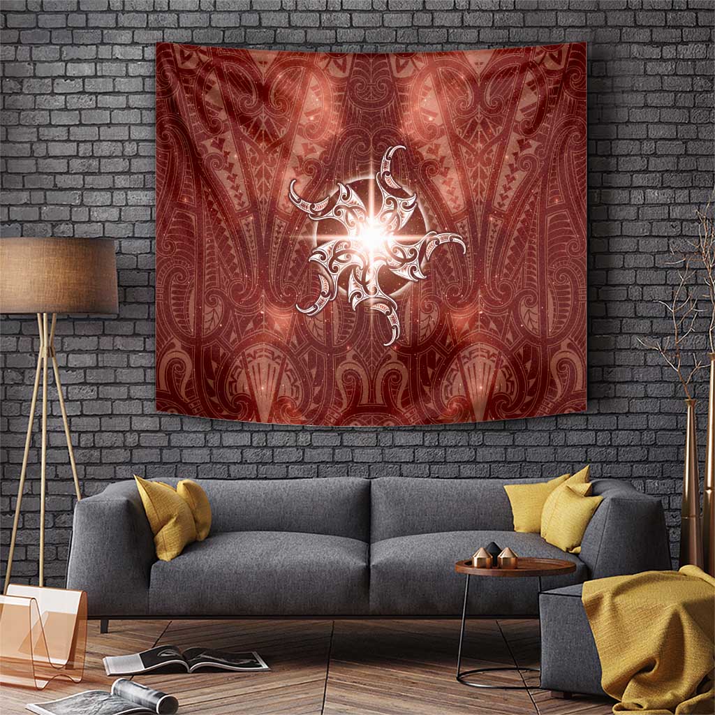 New Zealand Matariki Pohutukawa Tapestry Maori Moko Red Galaxy LT05 Red - Polynesian Pride