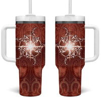 New Zealand Matariki Pohutukawa Tumbler With Handle Maori Moko Red Galaxy LT05 One Size: 40 oz Red - Polynesian Pride