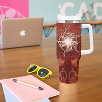 New Zealand Matariki Pohutukawa Tumbler With Handle Maori Moko Red Galaxy LT05 - Polynesian Pride