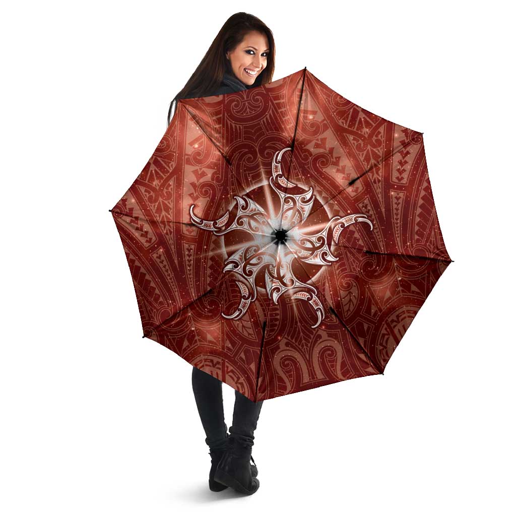 New Zealand Matariki Pohutukawa Umbrella Maori Moko Red Galaxy LT05 - Polynesian Pride