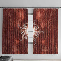 New Zealand Matariki Pohutukawa Window Curtain Maori Moko Red Galaxy LT05 With Hooks Red - Polynesian Pride