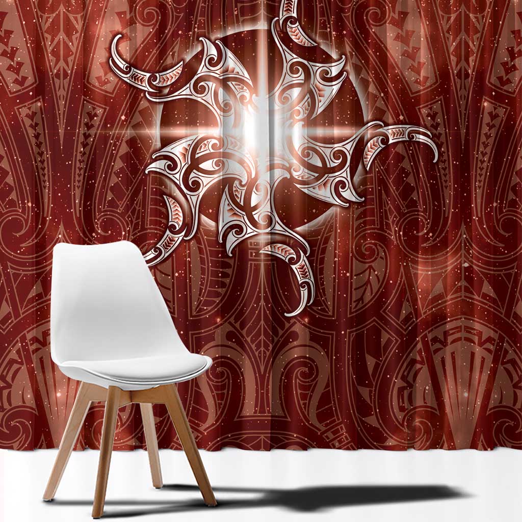 New Zealand Matariki Pohutukawa Window Curtain Maori Moko Red Galaxy LT05 - Polynesian Pride