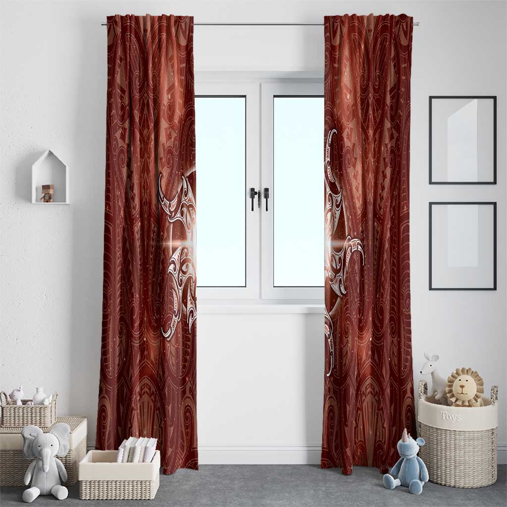 New Zealand Matariki Pohutukawa Window Curtain Maori Moko Red Galaxy LT05 - Polynesian Pride