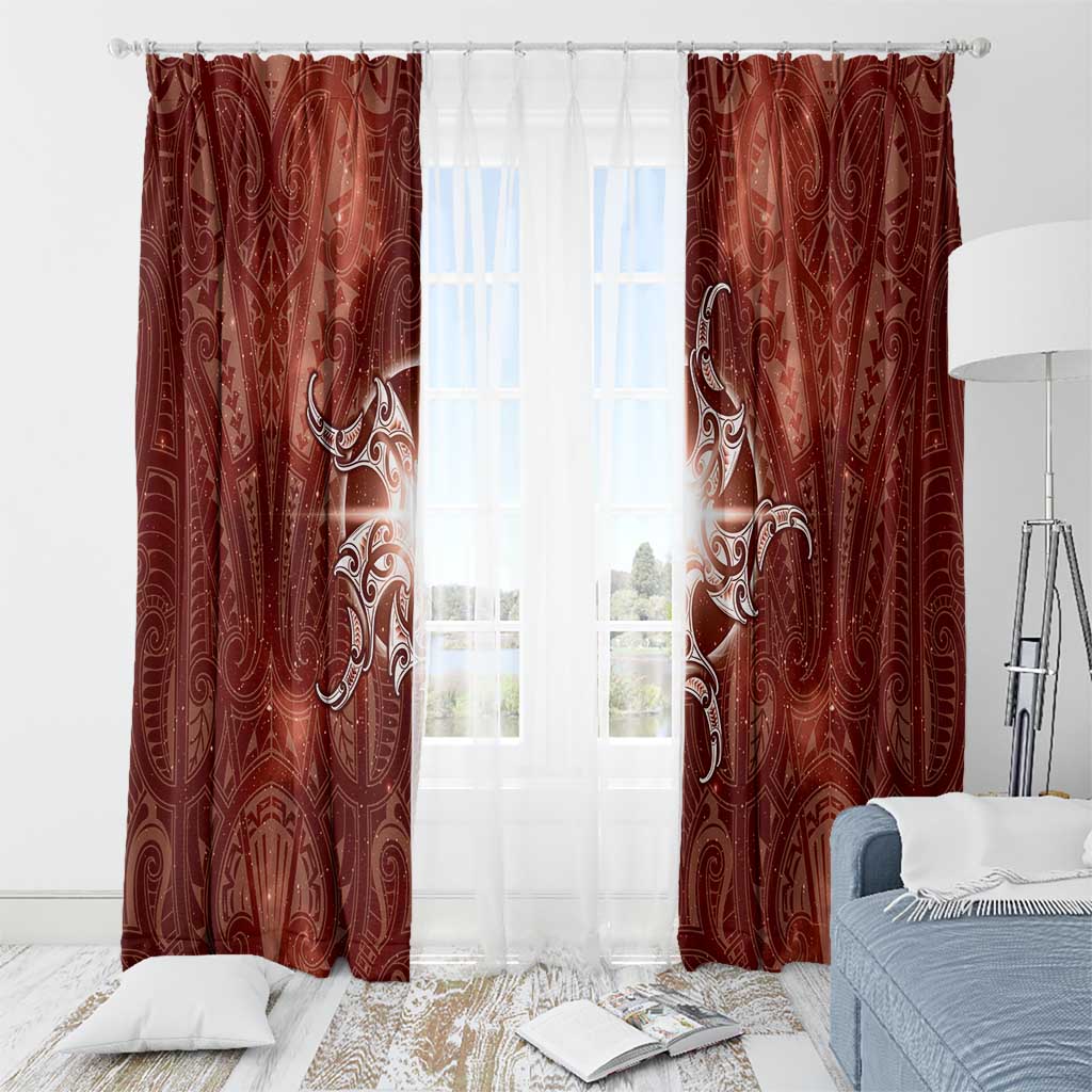 New Zealand Matariki Pohutukawa Window Curtain Maori Moko Red Galaxy LT05 - Polynesian Pride