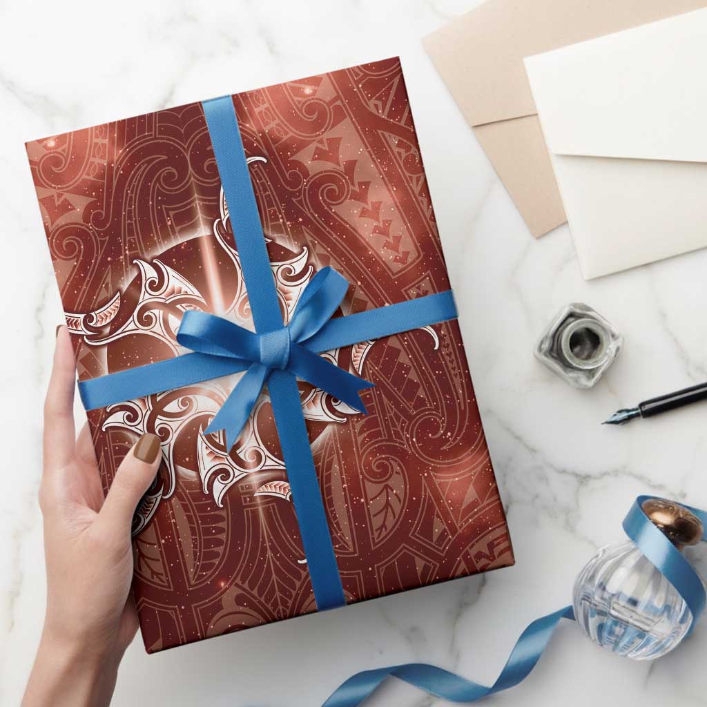 New Zealand Matariki Pohutukawa Wrapping Paper Maori Moko Red Galaxy LT05 - Polynesian Pride
