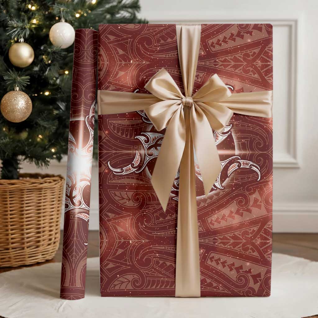 New Zealand Matariki Pohutukawa Wrapping Paper Maori Moko Red Galaxy LT05 - Polynesian Pride