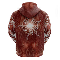 New Zealand Matariki Pohutukawa Zip Hoodie Maori Moko Red Galaxy LT05 - Polynesian Pride