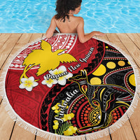 Papua New Guinea And Australia Aboriginal Beach Blanket Bird Of Paradise And Kangaroo Together LT05 - Polynesian Pride