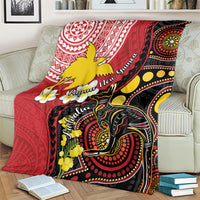 Papua New Guinea And Australia Aboriginal Blanket Bird Of Paradise And Kangaroo Together LT05 - Polynesian Pride