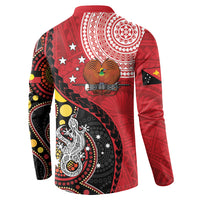 Papua New Guinea And Australia Aboriginal Button Sweatshirt Bird Of Paradise And Kangaroo Together LT05 - Polynesian Pride