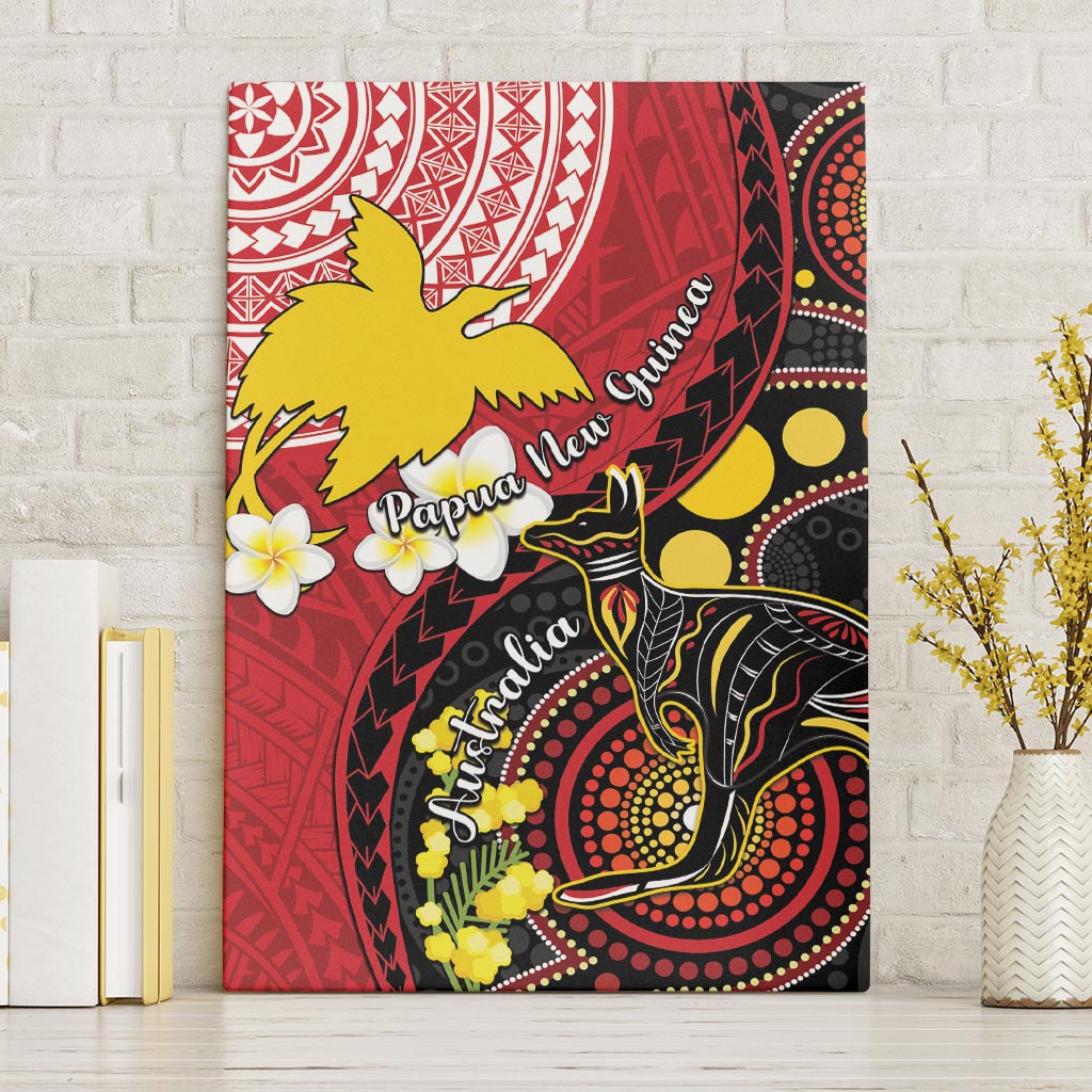 Papua New Guinea And Australia Aboriginal Canvas Wall Art Bird Of Paradise And Kangaroo Together