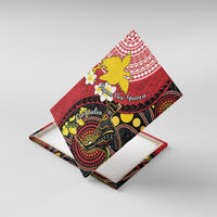 Papua New Guinea And Australia Aboriginal Canvas Wall Art Bird Of Paradise And Kangaroo Together LT05 With Frame Red - Polynesian Pride