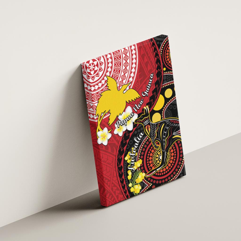 Papua New Guinea And Australia Aboriginal Canvas Wall Art Bird Of Paradise And Kangaroo Together LT05 - Polynesian Pride