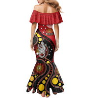Papua New Guinea And Australia Aboriginal Family Matching Mermaid Dress and Hawaiian Shirt Bird Of Paradise And Kangaroo Together