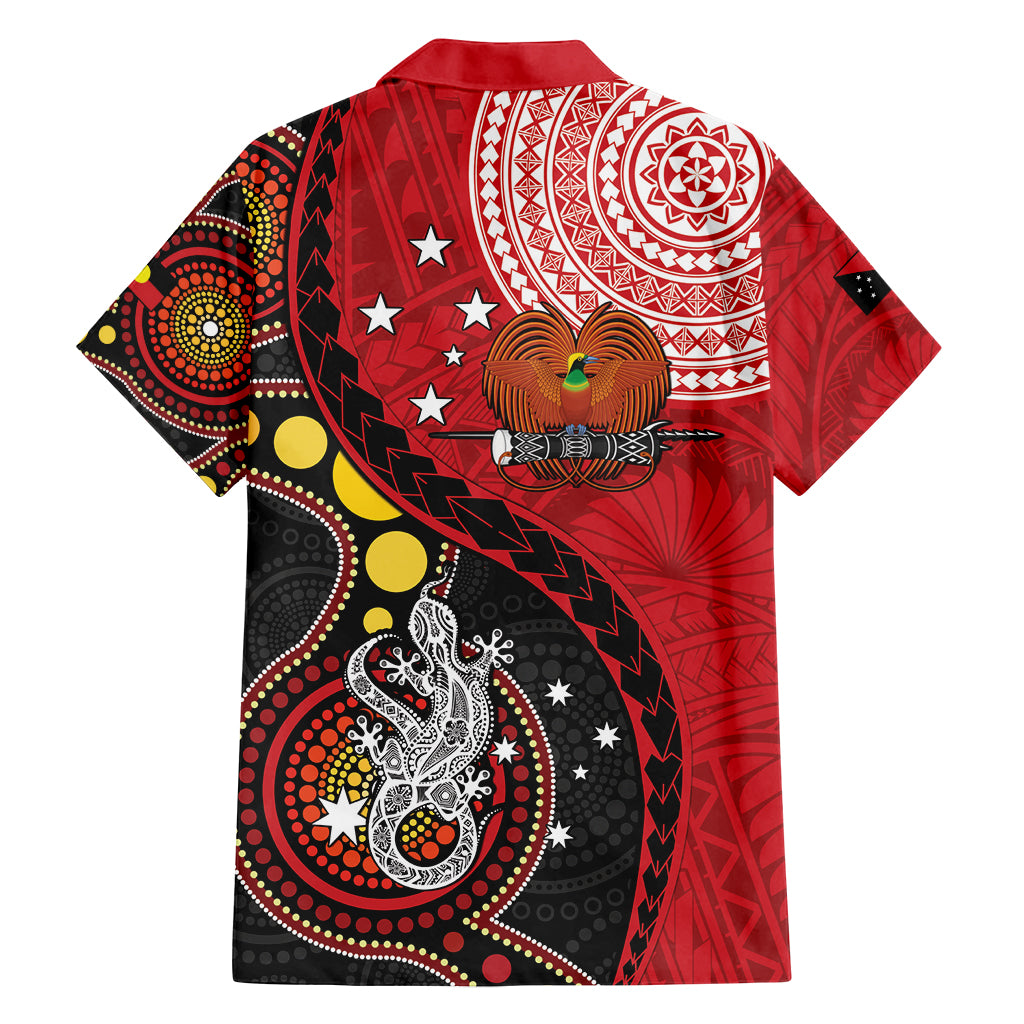 Papua New Guinea And Australia Aboriginal Family Matching Off Shoulder Maxi Dress and Hawaiian Shirt Bird Of Paradise And Kangaroo Together