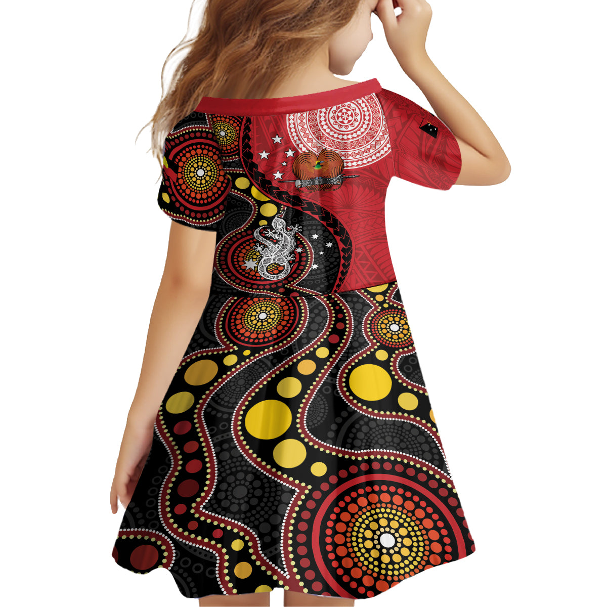 Papua New Guinea And Australia Aboriginal Family Matching Puletasi and Hawaiian Shirt Bird Of Paradise And Kangaroo Together