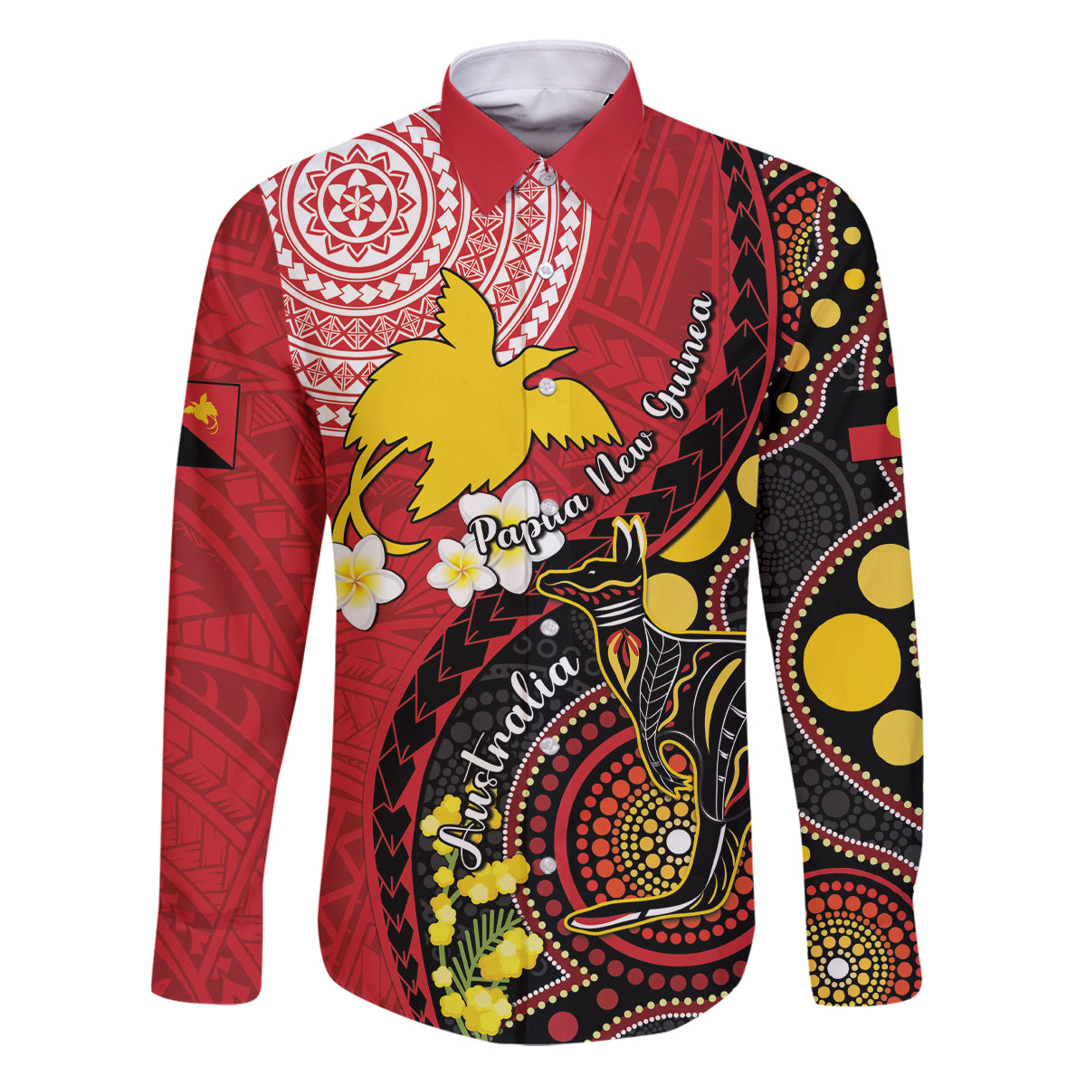 Papua New Guinea And Australia Aboriginal Family Matching Puletasi and Hawaiian Shirt Bird Of Paradise And Kangaroo Together